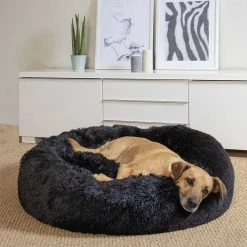 Nouveau 🥰 Paris prix Coussin pour Chien & Chat "Fluffy" 95cm Noir 🎉 -Bon plan Animalerie Soldes 3574380605225 3
