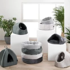 Acheter 😉 Paris prix Coussin Rond pour Chat "Sweet Cat" 50cm Gris Clair 👍 -Bon plan Animalerie Soldes 3574380622826 4 1