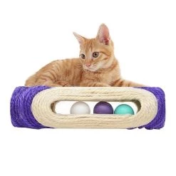 Nouveau 👍 Wewoo Jouet pour Animaux de compagnie Cat Rack Rolling Sisal grattage balle piégée avec trois balles, Couleur Aléatoire Chat Scratch Board Training Toy Fou 🔥