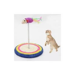 Promo 🥰 Wewoo Jouet pour Animaux Coloré Chat Jouant Jouets Sisal Printemps Siège Cat Scratch Conseil Avec La Souris, Diamètre: 19cm 🥰