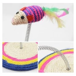 Promo 🥰 Wewoo Jouet pour Animaux Coloré Chat Jouant Jouets Sisal Printemps Siège Cat Scratch Conseil Avec La Souris, Diamètre: 19cm 🥰 -Bon plan Animalerie Soldes 3615610603670 4