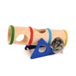 Nouveau 😀 Wewoo Jouet pour Animaux Animal de compagnie Supplies Conception poreuse en bois Hamster arc-en-ciel renversé baril jouets Pet 😀