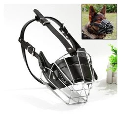 Tout neuf 🎉 Wewoo Muselières chien Cage en acier style panier fil museau protection muselière avec bracelet en cuir, taille: XL 🥰