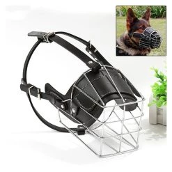Grosses soldes 🛒 Wewoo Muselières chien Cage en acier style panier fil museau protection couverture avec bracelet en cuir, taille: XXL ✔️