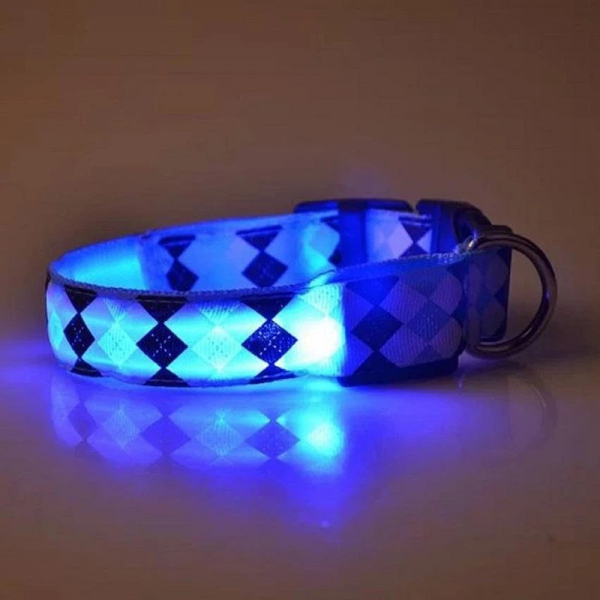 Meilleure affaire 👏 Wewoo Motif à carreaux Rechargeable LED Glow Light Leads Collier pour chien petits chiens moyenstaille S bleu ✨ 7 Meilleure affaire 👏 Wewoo Motif à carreaux Rechargeable LED Glow Light Leads Collier pour chien petits chiens moyenstaille S bleu ✨ – Image 5