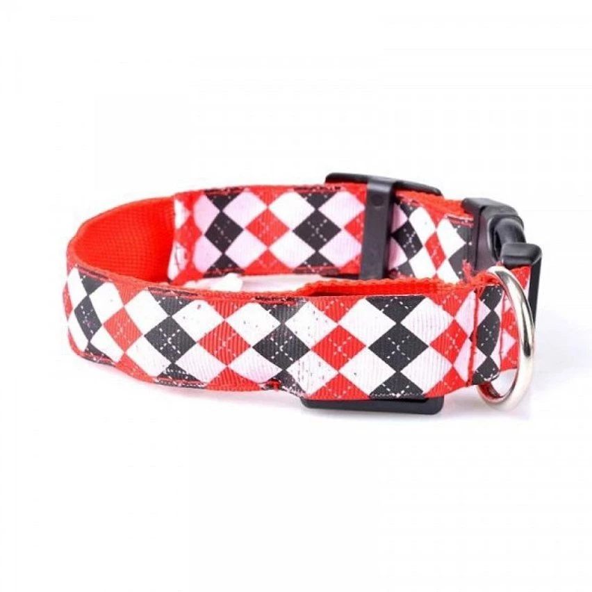 Meilleure affaire ✨ Wewoo Motif à carreaux Rechargeable LED Glow Light Leads Collier pour chien petits chiens moyenstaille L rouge ✔️ 3 Meilleure affaire ✨ Wewoo Motif à carreaux Rechargeable LED Glow Light Leads Collier pour chien petits chiens moyenstaille L rouge ✔️