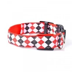 Acheter ⭐ Wewoo Motif à carreaux Rechargeable LED Glow Light Leads Collier pour chien de compagnie petits chiens moyenstaille S rouge 😉