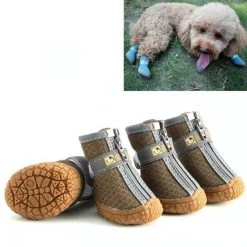 Remise 😍 Wewoo 4 pièces / ensemble chaussures de chien respirantes antidérapantes et résistantes à l'usure fournitures pour animaux de compagnie, taille: 3,8x4,3 cm ⭐