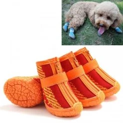 Grosses soldes 👏 Wewoo 4 pièces / ensemble chaussures de chien respirantes antidérapantes et résistantes à l'usure fournitures pour animaux de compagnie, taille: 3,8x4,3 cm ⭐