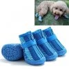 Sortie 🌟 Wewoo 4 pièces / ensemble chaussures de chien respirantes antidérapantes et résistantes à l'usure fournitures pour animaux de compagnie, taille: 3.3x4cm (b 🌟