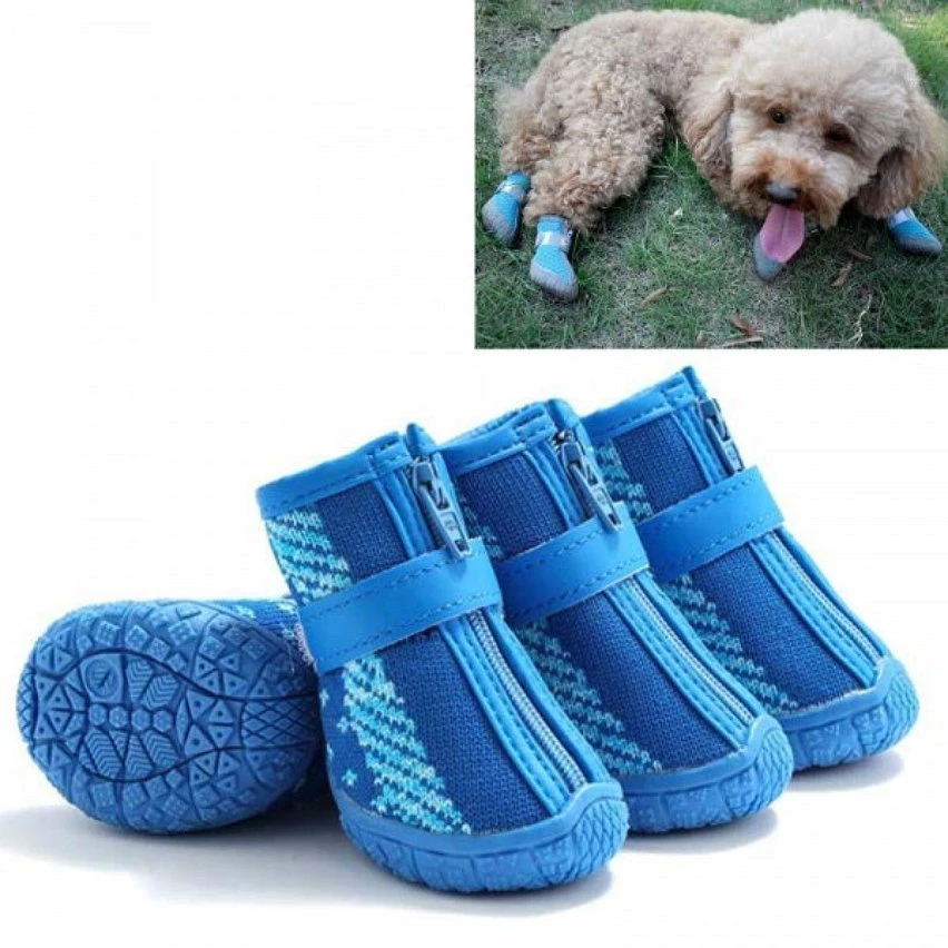 Sortie 🌟 Wewoo 4 pièces / ensemble chaussures de chien respirantes antidérapantes et résistantes à l'usure fournitures pour animaux de compagnie, taille: 3.3x4cm (b 🌟 3 Sortie 🌟 Wewoo 4 pièces / ensemble chaussures de chien respirantes antidérapantes et résistantes à l'usure fournitures pour animaux de compagnie, taille: 3.3x4cm (b 🌟
