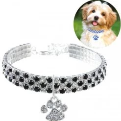Meilleure affaire 🔔 Wewoo 2 PCS Pet Collier Diamant Élastique Chat Et Chien Collier Bijoux, Taille: S (Noir Blanc) 🛒