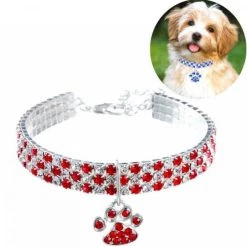 Offres ⌛ Wewoo 2 PCS Pet Collier Diamant Élastique Chat Et Chien Collier Bijoux, Taille: S (Rouge Blanc) 🎁