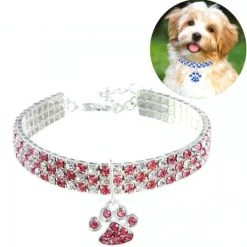 Le moins cher 🔔 Wewoo 2 PCS Pet Collier Diamant Élastique Chat Et Chien Collier Bijoux, Taille: S (Rose Blanc) 😉