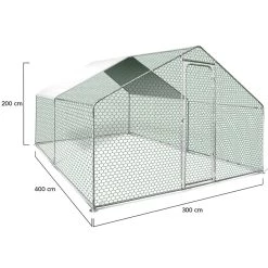 Promo 🔥 IDMARKET Enclos poulailler 12 m² parc grillagé 4x3 M acier galvanisé 🤩 -Bon plan Animalerie Soldes 3662897007868 7