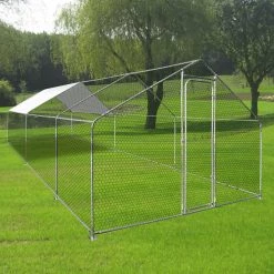 Nouveau 🔔 IDMARKET Enclos poulailler 18 m² parc grillagé 6x3 M acier galvanisé 🤩 -Bon plan Animalerie Soldes 3662897007875 4