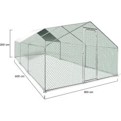 Nouveau 🔔 IDMARKET Enclos poulailler 18 m² parc grillagé 6x3 M acier galvanisé 🤩 -Bon plan Animalerie Soldes 3662897007875 7