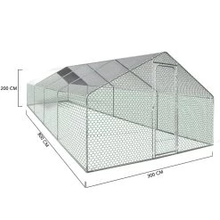 Meilleure affaire ✔️ IDMARKET Enclos poulailler 24 m² parc grillagé 8x3 M acier galvanisé 💯 -Bon plan Animalerie Soldes 3662897010691 5