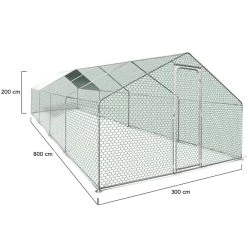 Meilleure affaire ✔️ IDMARKET Enclos poulailler 24 m² parc grillagé 8x3 M acier galvanisé 💯 -Bon plan Animalerie Soldes 3662897010691 7