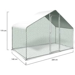 Meilleure affaire ✨ IDMARKET Enclos poulailler 3 m² parc grillagé 2,20x1,4 M acier galvanisé ❤️ -Bon plan Animalerie Soldes 3662897012510 7