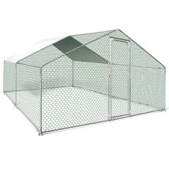 Promo 😍 IDMARKET Enclos poulailler 16 m² parc grillagé 4x4 M acier galvanisé 🎉