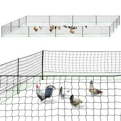 Offres 😍 IDMARKET Kit clôture filet à poules 50 M avec porte 15 piquets double pointes 🔔