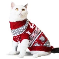 Meilleur prix 😀 Totalcadeau Pull de Noël pour animal de compagnie chien et chat rennes rouge et gris 🔥