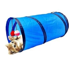 Vente flash 🥰 Totalcadeau Tunnel pour animal de compagnie avec grelot et balle chient et chat bleu 🎁 -Bon plan Animalerie Soldes 3664996338980 3