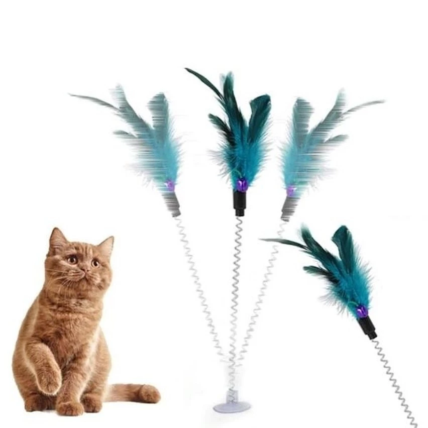 Meilleure affaire ⭐ Totalcadeau Plumes et grelot jouet pour chat sur ressort et ventouse 👏 5 Meilleure affaire ⭐ Totalcadeau Plumes et grelot jouet pour chat sur ressort et ventouse 👏 – Image 3