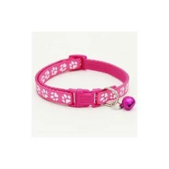 Meilleure affaire 🔥 Passionimaux59 Collier Nylon pattes de chien pour Chien Chat Chiot Chaton Réglable avec Grelot - Rose Foncé ❤️
