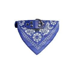 Budget 🔔 Passionimaux59 Collier Cuir PU avec Bandana pour Chien ou Chat - Bleu Foncé - S 🎁