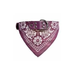 Budget 💯 Passionimaux59 Collier Cuir PU avec Bandana pour Chien ou Chat - Violet - S 😉