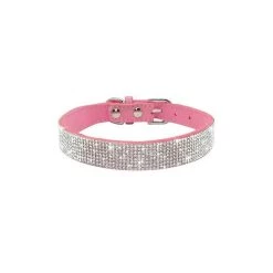 Grosses soldes ❤️ Passionimaux59 Collier Cuir Strass Diamant Chien Chat 👗 Dressage Réglable Ajustable - Rose - L 👍 -Bon plan Animalerie Soldes 3701491703490 1 1