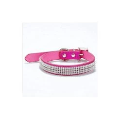 Offres 🎁 Passionimaux59 Collier Cuir Strass Diamant Chien Chat 👗 Dressage Réglable Ajustable - Rose Foncé - S 👏