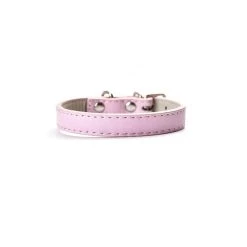 Vente flash 🎉 Passionimaux59 Collier Pour Chien Chiot Chat Cuir PU Réglable - Rose - L ⭐