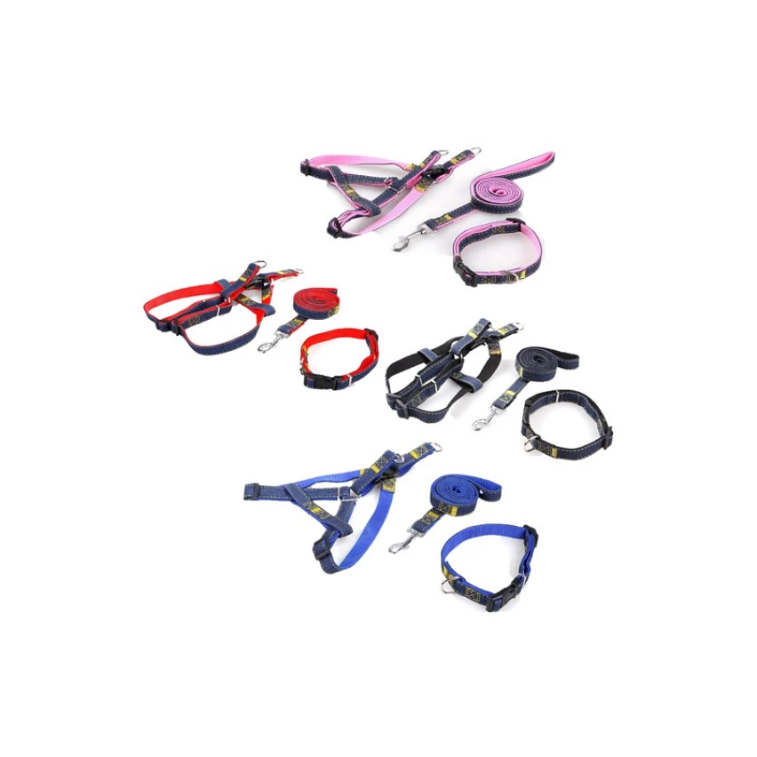 Promo 👏 Passionimaux59 Lot de 3 Pièces Harnais Laisse Collier 👖 Jeans Chien Chat Chiot Promenade - Rose - XL 😀 3 Promo 👏 Passionimaux59 Lot de 3 Pièces Harnais Laisse Collier 👖 Jeans Chien Chat Chiot Promenade - Rose - XL 😀