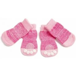Sortie 🔥 Passionimaux59 Lot de 4 Chaussettes Anti Glisse Pour Chien Chiot Chat Confortable Antidérapante - Chiné Rose - S ✔️