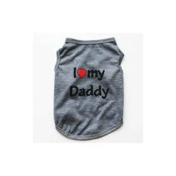 Meilleur prix 🎁 Passionimaux59 Vêtement T-shirt Coton été I Love my Daddy pour Chien Chiot Chat 7 Couleurs - Gris - S 🌟
