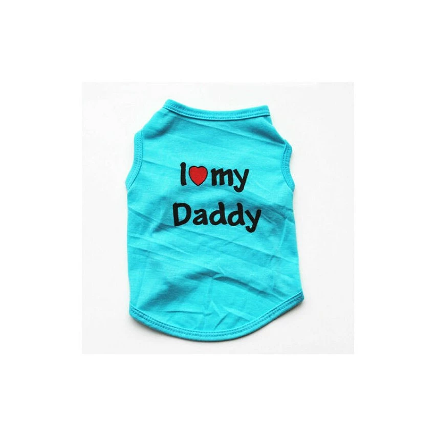 Vente flash ✨ Passionimaux59 Vêtement T-shirt Coton été I Love my Daddy pour Chien Chiot Chat 7 Couleurs - Bleu Turquoise - S 🎉 4 Vente flash ✨ Passionimaux59 Vêtement T-shirt Coton été I Love my Daddy pour Chien Chiot Chat 7 Couleurs - Bleu Turquoise - S 🎉 – Image 2