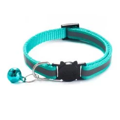 De gros 👏 Passionimaux59 Collier Nylon Réfléchissant Anti Étranglement Pour Chat Chaton avec Grelot - Bleu Turquoise 🧨