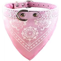 Budget ✨ Passionimaux59 Collier Cuir PU avec Bandana pour Chien ou Chat - Rose - L 😍