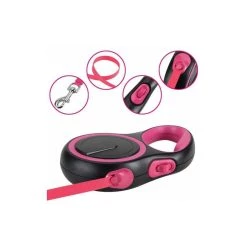 Tout neuf 👏 Passionimaux59 Laisse à Enrouleur Rétractable Automatique Pour Chien Chat en Nylon - Rose 🎁 -Bon plan Animalerie Soldes 3701491709096 3