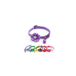 Sortie ❤️ Passionimaux59 Collier Nylon pour Chat Petit Chien Chiot Avec Fleur Et Grelot - Bleu Foncé 🧨 -Bon plan Animalerie Soldes 3701491710504 1