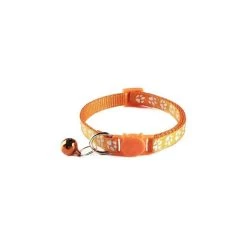 Promo 👏 Passionimaux59 Collier Anti-Etranglement pattes de chats Pour Chat Avec Grelot Détachable Boucle De Sécurité - Orange 🔔