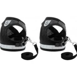 Sortie 🤩 Passionimaux59 Lot de 2 Harnais Souple Respirant Réfléchissant + Laisse Couleur Noir Taille XL 👏