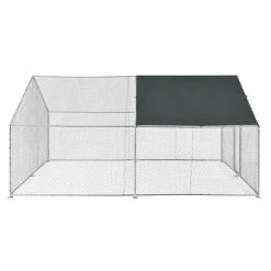 De gros ⌛ Enclos Extérieur Wels Volière Acier Galvanisé 3 x 4 x 2 m Argent Vert Foncé [pro.tec] 👏 -Bon plan Animalerie Soldes 4059438147128 5