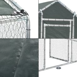 De gros ⌛ Enclos Extérieur Wels Volière Acier Galvanisé 3 x 4 x 2 m Argent Vert Foncé [pro.tec] 👏 -Bon plan Animalerie Soldes 4059438147128 7