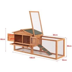 De gros 🔥 Clapier Oberursel à deux niveaux 68 x 156 x 52 cm sapin naturel 🥰 -Bon plan Animalerie Soldes 4059438622953 3
