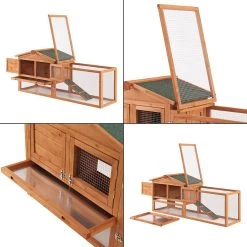 De gros 🔥 Clapier Oberursel à deux niveaux 68 x 156 x 52 cm sapin naturel 🥰 -Bon plan Animalerie Soldes 4059438622953 6