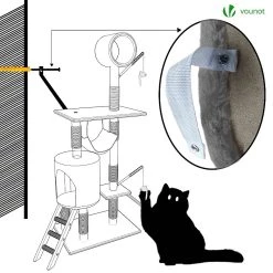 Meilleur prix ⌛ VOUNOT Arbre à Chat 154cm avec Griffoir Plateforme Niche XXL Gris ⌛ -Bon plan Animalerie Soldes 6973424410448 5